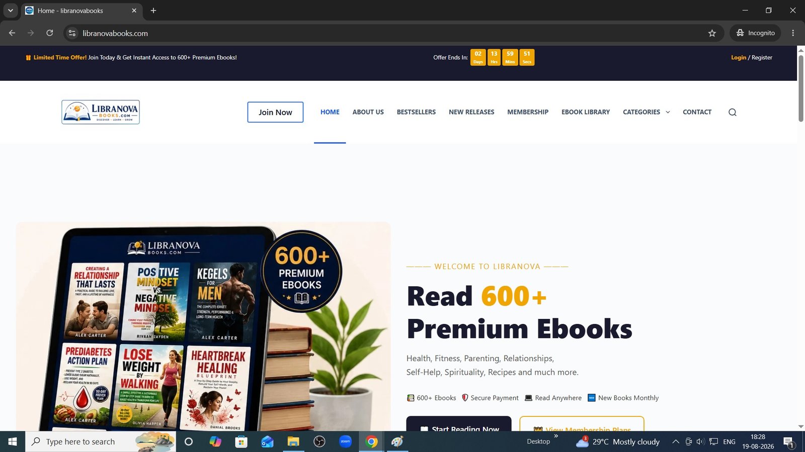 Libranova Books website
