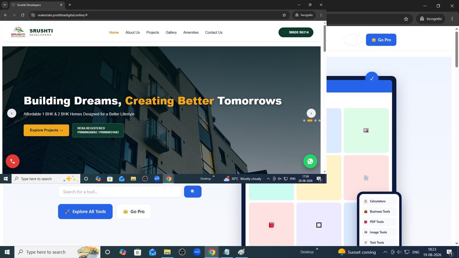 Srushti Developer website