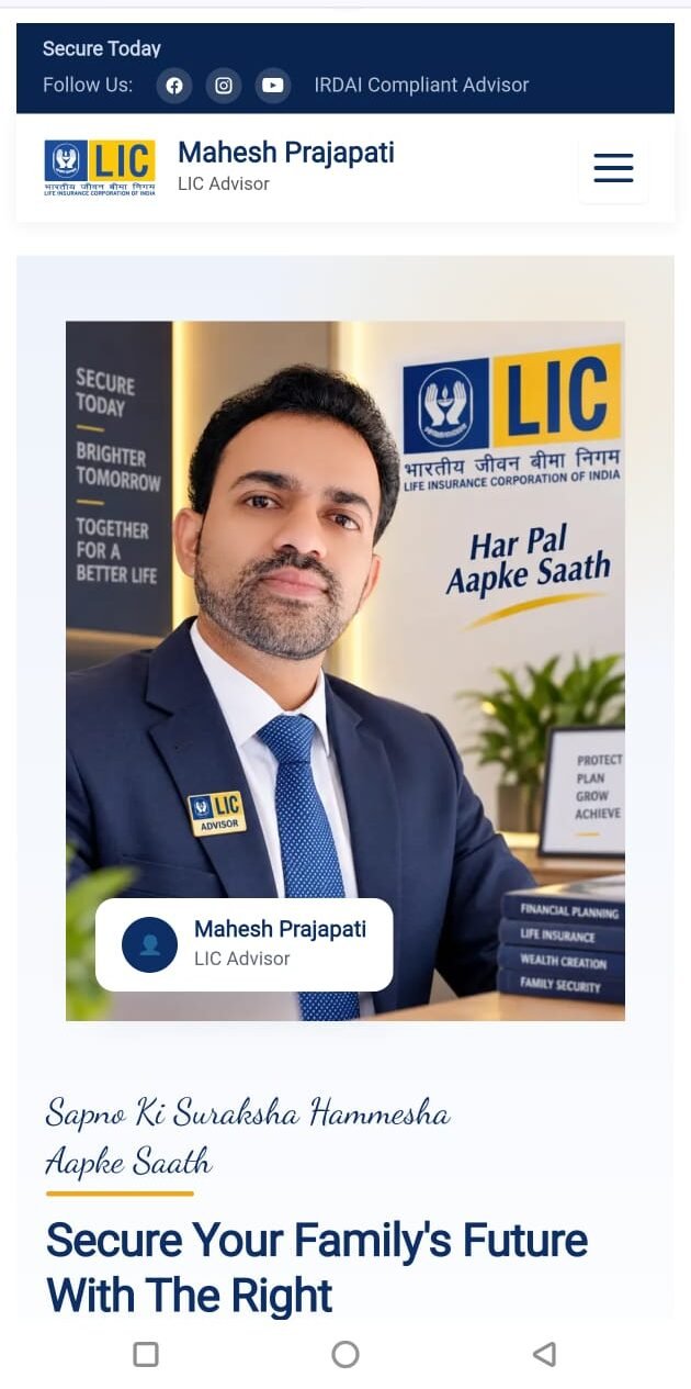LIC Advisor website — mobile view