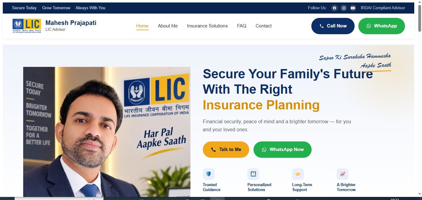 LIC Advisor website — desktop view